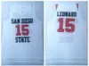Nikivip NCAA San Diego State Azteken 15 Kawhi Leonard College Basketball Jerseys Black White University Shirts gestikte patches geborduurd