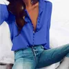 Allukasa mode casual solid färg damer kontors toppar sexiga knappar långärmad blus 2020 nya vår kvinnor chiffong vit skjorta x0521