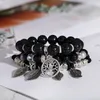 Beaded Strands 3pcs/Set Leaves Heart Alloy Pendant Beads Pulseras Mujer Boho Bracelet For Women Gift Natural Stone Wristband Bangles Trum22