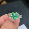 Natural Emerald 925 Silver Kvinnors Ring Färsk och härlig Design Style Bästa Presentval