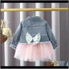 Odzież dziecięca dzieci ciążowa Dostawa 2021 1 234T Dziewczyny Zestawy Ubrania Jean Jacket Tutu Baby Suit Girls Set of Babies F7N2 Y17B4