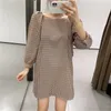 Za vestido a cuadros de manga larga para mujer elegante Mini vestido de oficina moda suelta vestidos de otoño para mujer 210602