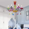 Lustres Couleur européenne Chambre d'enfants Lampe de chambre à coucher Candy Creative Crystal Light El Restaurant Diffuse Café Bougie Lustre