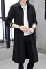 Jaqueta de Windbreaker Meia-comprimento dos homens e casaco over-the-knee estilo chinês vestígio de estrada de estilo masculino com mangas vestido de Hanfu 210819