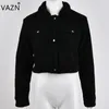 Women's Sweaters VAZN Spring 2021 High Quality Slim Temperate Fashion Women Sexy Style Solid Full Sleeve Thick Warm Mini FD8017