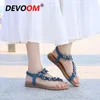 Czech Style Fashion Womens Sandals Flat Rhinestone Ladies Shoes Peep Toe Quality Sexy Bohemian Big Size