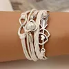 Sumeng Marka Deri Kadınlar Için Bilezikler Wrap Infinity Aşk Kalp Inci Arkadaşlık Antik Deri Charm Bilezikler Pulseira 2019