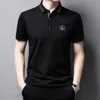 Browon Lato T Shirt dla Mężczyzn Haft Krótki Rękaw Miękki Oddech Topy Fit Turn-Down Smart Casual Work Odzież 210714