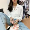 에베이 후이 여성 탑 및 블라우스 솔리드 화이트 쉬폰 블라우스 사무실 셔츠 Blusas Mujer de Moda 2021 짧은 소매 여성 셔츠