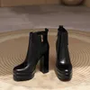 Bottes courtes d'hiver femmes concepteur orteils carrés bloc talon haut doux naturel en cuir véritable fête mariage mode plate-forme de luxe dame WARORWAR YN48-J983-1