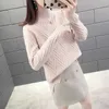 Sweter kobiety białe krótkie luźne dzianiny jesień zima koreańska moda khaki z długim rękawem sweter swetry feminina LR880 210531