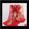 Sarong Avvolge Cappelli, Sciarpe Guanti Fashion Aessories Drop Delivery 2021 Primavera ed estate Gazza Primula Figura Ladies Chiffon Long Silk Yi