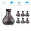 Huile essentielle en forme de Vase 500ML, humidificateur d'air, Grain de bois, lumière LED 7 couleurs, machine à brume fraîche ultrasonique, diffuseur d'arôme