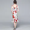 여름 패션 섹시한 기질 여성 활 매듭 도트 인쇄 일시 중지 가방 엉덩이 드레스 210531