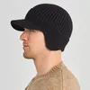 Cappelli da esterno Cappello da baseball lavorato a maglia da uomo Tinta unita Scaldatesta con paraorecchie per visiera per sport invernali