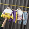 Moda otoño ropa de bebé para niñas niños chaqueta de algodón pantalones 2 unids / set niños traje casual ropa infantil niños chándales 211021