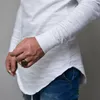 Mens Longline Camiseta Sólida Hip Hop Manga Longa Camisetas para Primavera e Outono Swag Roupas Slim Harajuku Tshirt270O