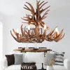 Chandeliers American Country Resin Candle Antler Chandelier Europe Deer Horn Lighting Fixtures,Vintage Kitchen Loft