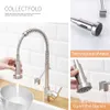 Kvalitet Svart Modernt kök Kran Singelhål Dra ut Spring kranar Sink Mixer Tap Borstad Nickel / Black Mixer Tap Brass 211108