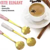Skedar Kaffe Tea Spoon Stirrer Set, Keramisk handtag lätt att greppa perfekt för efterrätt Lyxpartier 6 Pack