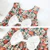 Summer Kids Girls Dress Red Vest Sleeveless Daisy Bow Sundress with Cap for 1-5 Years Children Outfits E49 210610