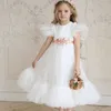 New White Kids Birthday Princess Party Dress For Girls Infant Flower Children Bridesmaid Christmas Ball Dresses Clothes Vestidos Q0716