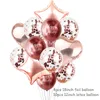 Rose Gold Party Disposable Porslåda Tallrik Nummer Ballong Tjej Födelsedagsfest Bröllopsinredning Vuxen Firande Baby Shower Decor Y0827