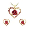 Серьги Ожерелье Wangaiyao Love Rose Цветочная комбинация Европейская и американская мода Дамы Позолоченные Zircon Ювелирные Изделия