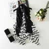 Design noir/blanc rayures foulard en soie femmes mode luxe 180x90cm voyage protection solaire châle Bufandas pour dames