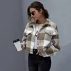 Women's Jackets Women's Autumn And Winter Euramerican Loose Grid Thick Plush Short Coat Female Women Jean Jacket