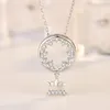 Pendant Necklaces UFOORO S925 Silver Clavicle Chain Light Luxury Rose/White Gold Crown Shape Micro Zircon Pave Created Necklace Jewelry For