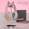 Hot Gamer Cuffie per GS1000 Pink Cat Ear Cute Girl Cuffie da gioco con microfono Auricolari cablati