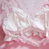 Japonês Lolita Kawaii Bow Ruffle Branco Underwear Set Sexy Orelhas Femininas Lingerie Sutiã das Mulheres Calcinhas Bras Swimwear