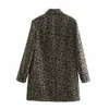 ZA Cappotto di lana casual oversize Autunno Inverno Donna Retro Stampa leopardata Capispalla manica lunga Cappotto di lana femminile 210602