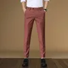 Tfetters Brand Mens Four Seasons Casual Pants Män Sju Färger Polyester Business Mid Rak Ankellängd Byxor 210715