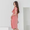 korean spring and summer style V collar ruffle self cultivation slit elegantt thin sexy office party for women dresses 210602