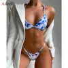 Kobiet Stroje Kąpielowe Sexy Tie Dye Trzy kawałki Z Sarong Bikini Zestaw Swimsuit Kobiety 2021 Lato Kobieta Plaża Brazylia Kostium kąpielowy