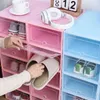 6pcs Plastic Shoes Case Thickened colorful Transparent Drawer Boxes Stackable Box Organizer box 211102