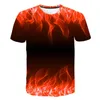 T-Shirt Yüksek Kalite Moda Satış Erkek Yaz T-Shirt Yuvarlak Boyun Kısa Kollu Mavi Yeşil Kırmızı Mor Alev 3D Baskılı Üst