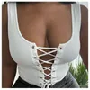 Donna Sexy senza maniche Hollow Lace-Up Vest Top Donna Moda Tinta unita Low-Cut Slim Crop Abiti estivi per il serbatoio 210517