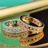 Damen Sommer S925 Sterling Classic Golden Silber Sparkle Diamond Hollow Ring Schmuck Paar Urlaub Jahrestag Geschenk