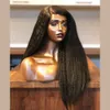 Peluca recta rizada 13x6 para mujer, pelucas de cabello humano virgen con frente de encaje brasileño, Yaki arrancado con pelo de bebé, 150% de densidad