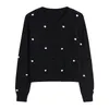 Koreański Sweter Sweter Kobiety Pluszowe Dot Splited Retro Z Długim Rękawem Knitwear Kobieta Moda Chic Luźne Krój Topy 210417