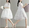 Robes de maternité 2022 vêtements d'été Twinset dentelle robe une pièce broderie blanche pour les femmes enceintes