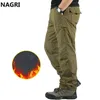 Men Winter Autumn Fleece Thick Cargo Pants Military Tactical Multi Pocket Waterproof Outwear Overalls Hiking Work Casual Pants H1223