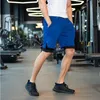 Pantaloncini sportivi per il tempo libero da uomo a doppio strato finti in due pezzi Capris ad asciugatura rapida tasca con cerniera da corsa possono ascoltare le cuffie wh233N