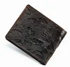 Leather 3D Embossing Dragon Cloud Totem walletVintage short personality Purse Simple Design Money Clip Wallet