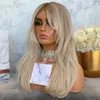 Transparant kant 13x6 gelaagde ombre blondes golvende Braziliaanse menselijke haarpruiken platinum blond