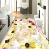 Fonds d'écran personnalisé autocollant de sol fleurs de mode 3D murale PVC imperméable résistant à l'usure papier peint pour salon chambre moderne