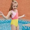 Patchwork Girls Swimwear 4~13 Years Children Cute Swimsuit One Piece Kid Girls Bathing Suit Beach Wear Baby Toddler Bodysuit